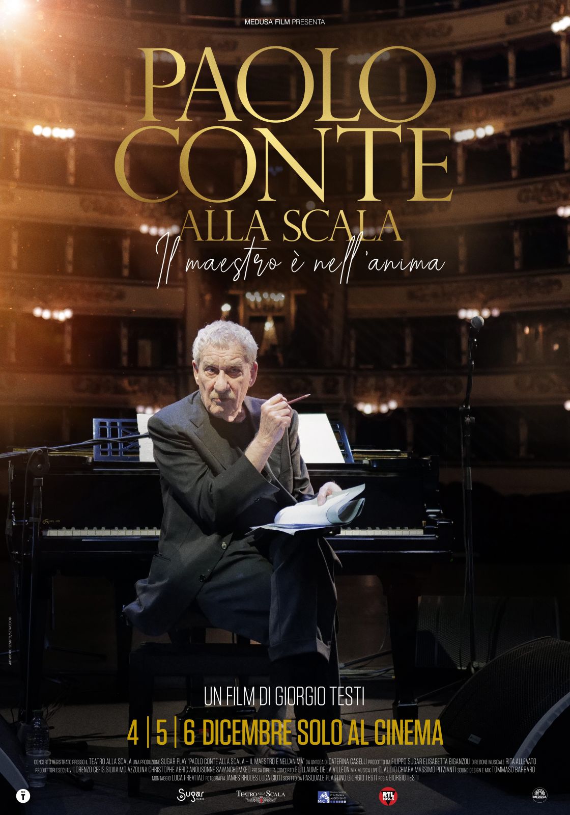 PAOLO CONTE ALLA SCALA - IL MAESTRO E' NELL'ANIMA - Evento dal 4 al 6 Dicembre. - Cinema Firenze Il Portico